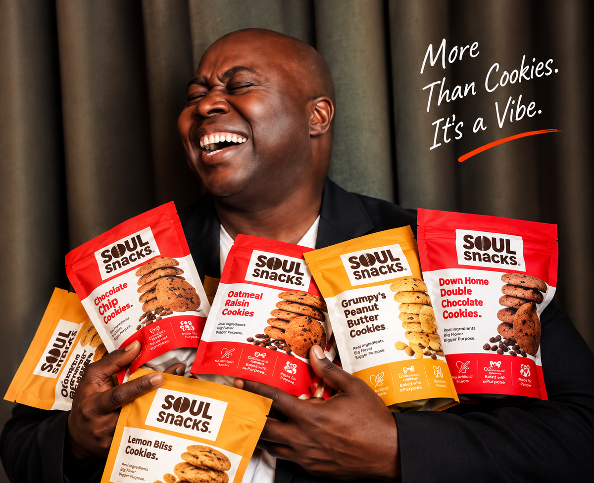 Soul Snacks cookies and founder